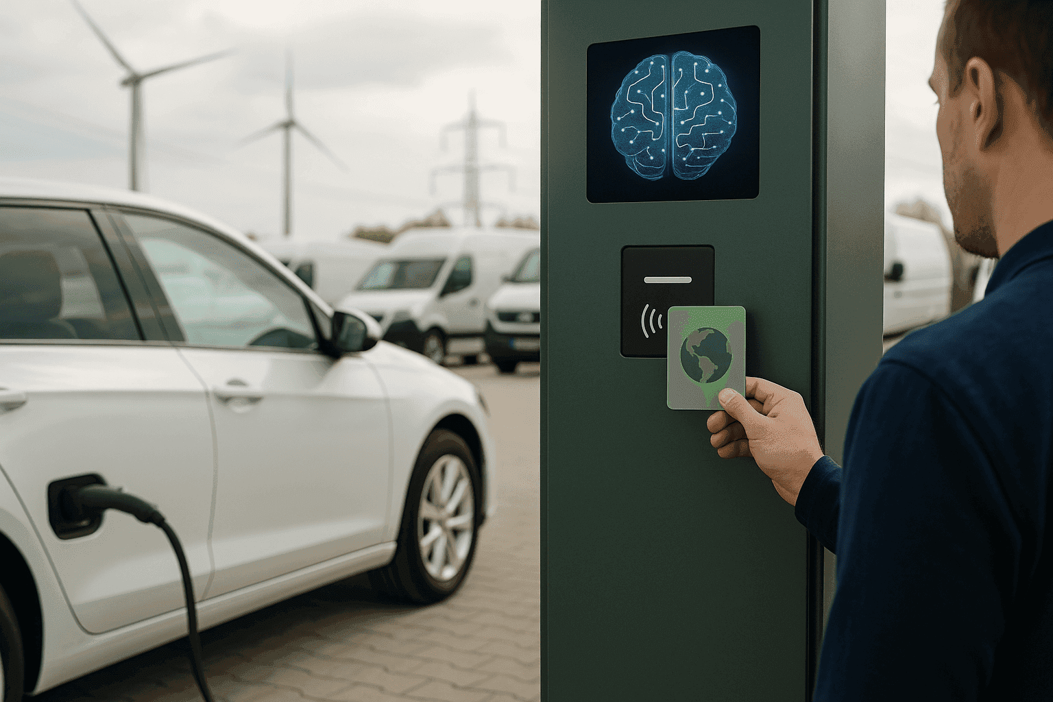 EV charging station with RFID card authentication