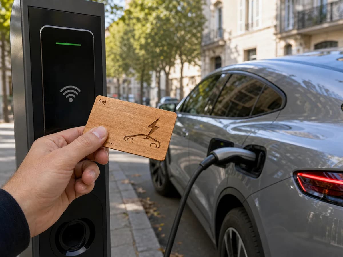 Tarjetas RFID de madera para coche eléctrico